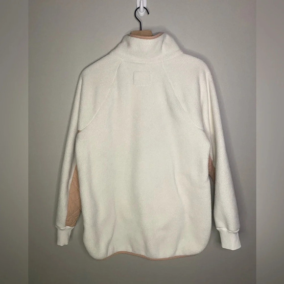 Abercrombie & Fitch Fleece Pullover large cream blush warm cozy pockets - Picture 3 of 7